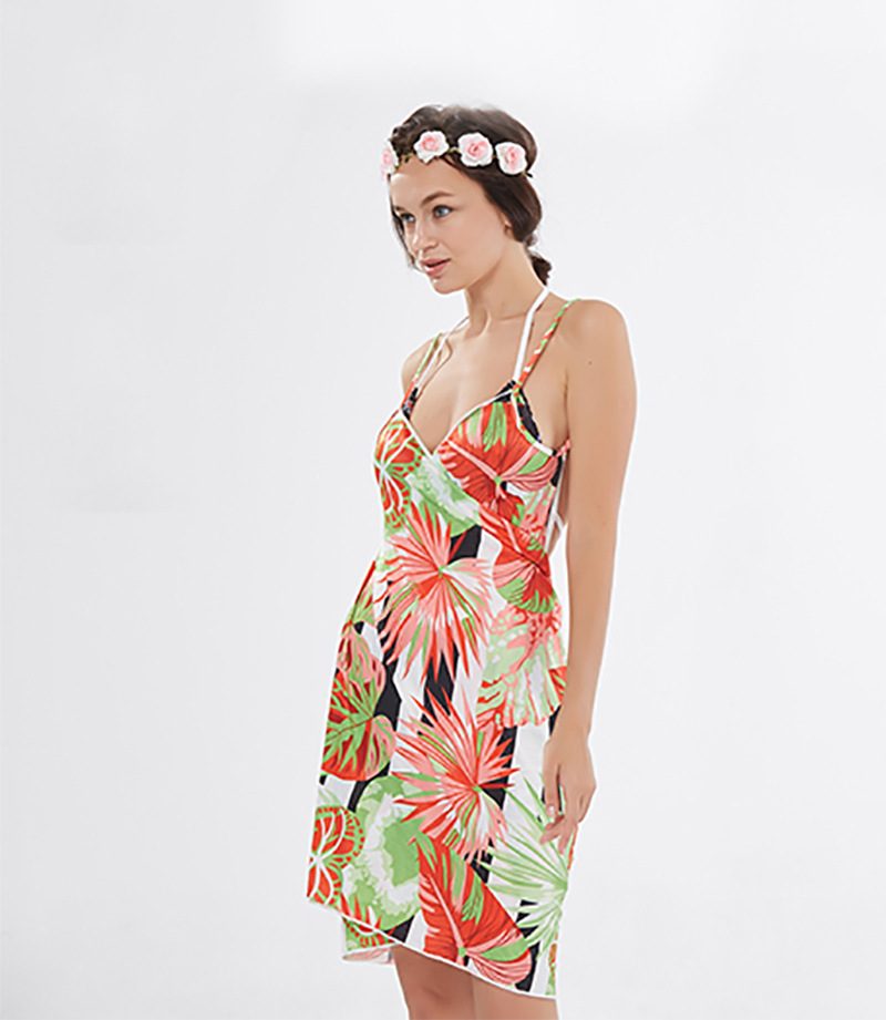 Bohemian Summer Beach Cover Up Floral Print Multi Functional Lightweight Fabric Perfect for Swim