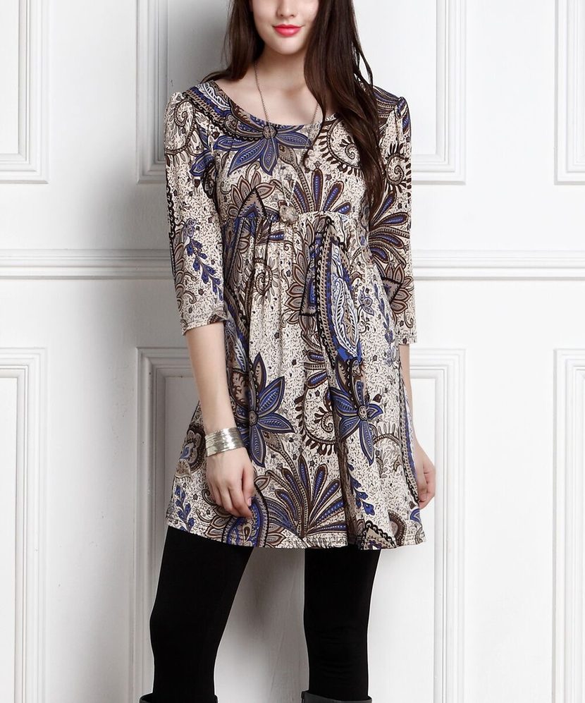 Floral Print A Line Dress 3 4 Sleeve Spring Style Casual Wear Wholesale Available fast shipping