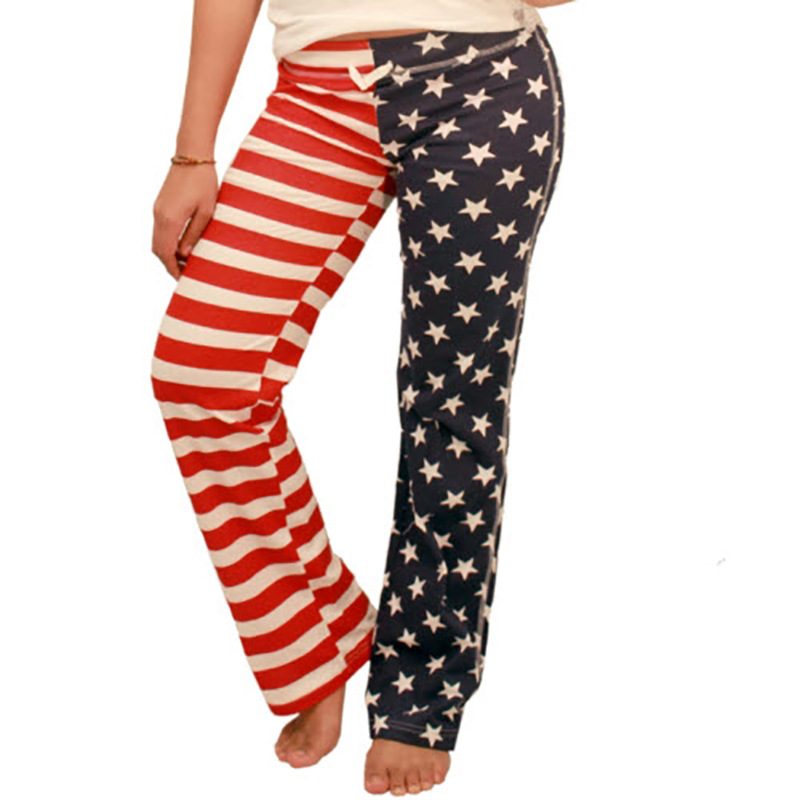 Casual Pants with American Flag Print Spring Collection Straight Leg Trendy Style for Streetwear