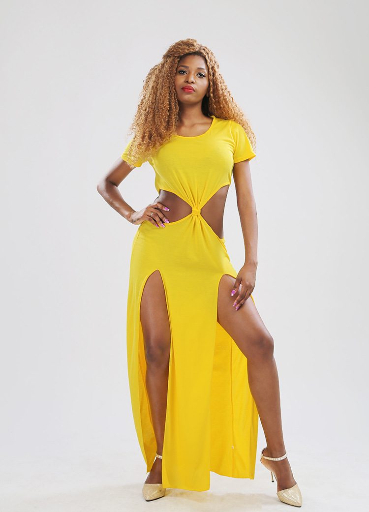 Irregular Split Hem Dress Womens Fashion Casual Style Comfortable Fabric Perfect for Summer Even