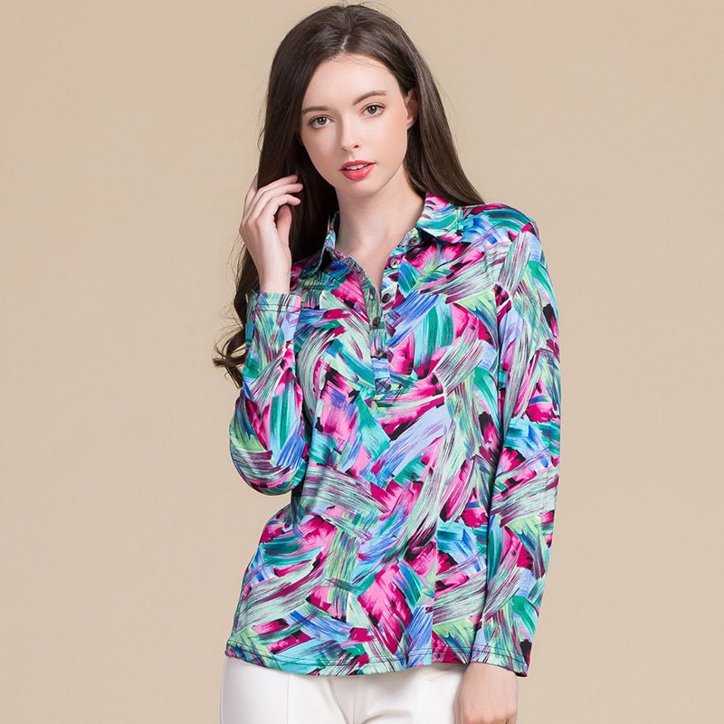 Silk Long Sleeve T Shirt for Women Lightweight Printed Slim Fit Spring Summer Casual Wear Wholes
