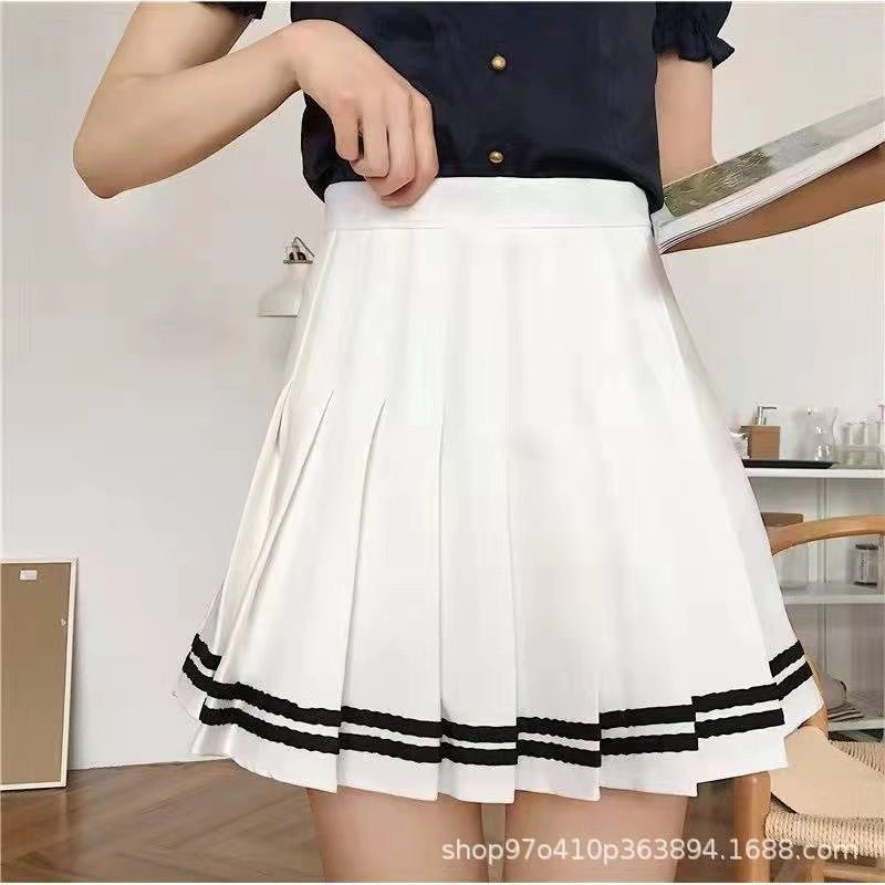 Pleated Mini Skirt for Women Korean Style High Waist A Line Elastic Waist Plus Size Spring Summer Casual Wear