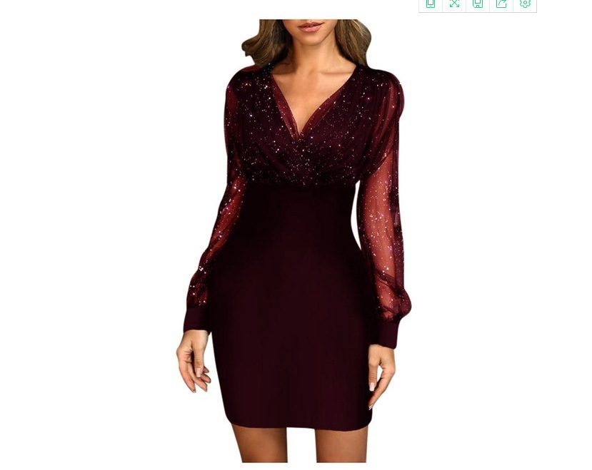 Sheer V Neck Sequin Evening Dress Slim Fit Elegant Sexy Perfect for Parties and Special Occasion