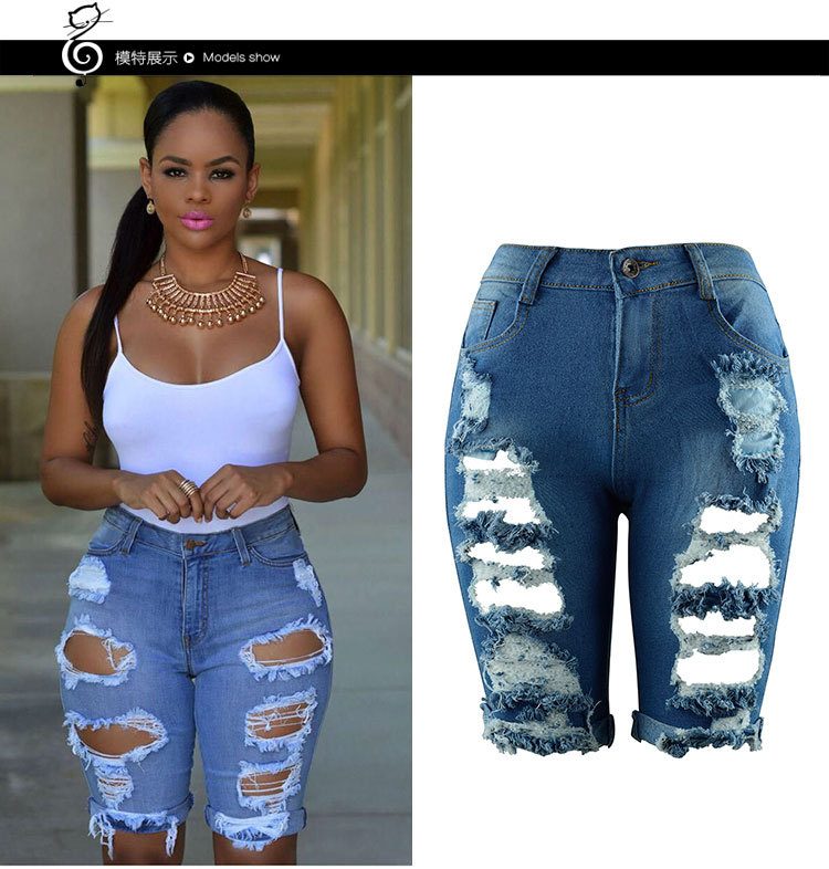 High Waisted Distressed Denim Shorts Handmade Trendy Ripped Design Casual Summer Wear Wholesale