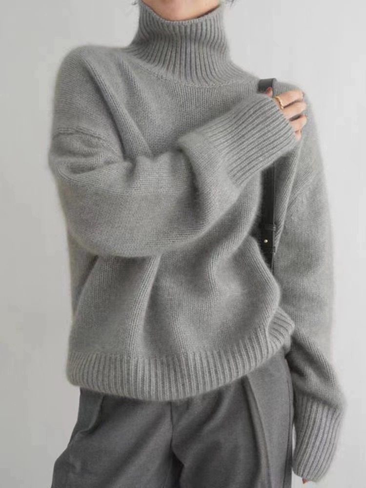 Womens Oversized Turtleneck Sweater Thick Knit Casual Style Versatile for Autumn and Winter Whol