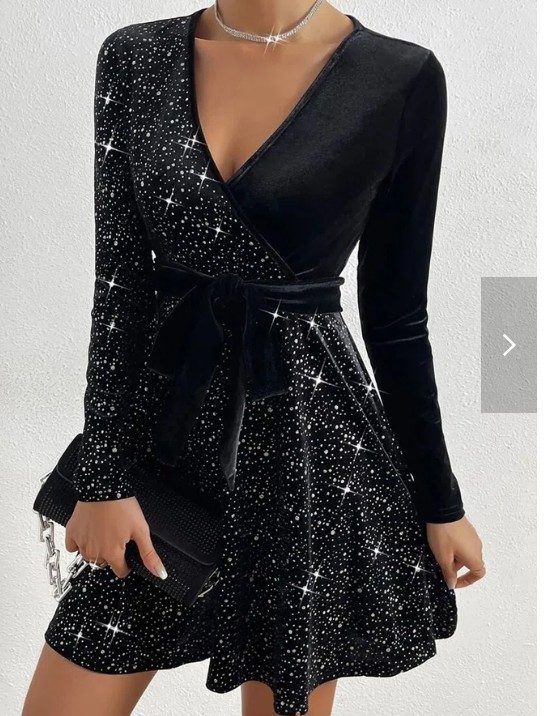Velvet Sequin Dress Solid Color Sexy Style Autumn Winter Collection Ready to Ship Low MOQ privat