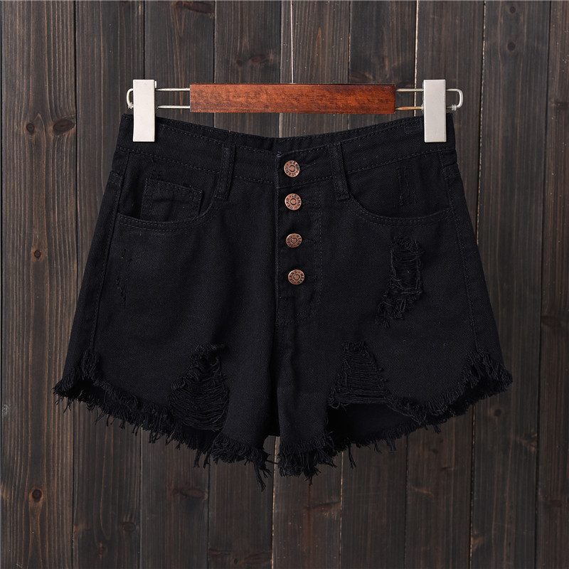 Womens Distressed Gray Denim Shorts Plus Size Loose Fit Frayed Hem Summer Casual Wear Wholesale