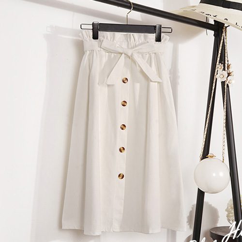 High Waisted A Line Midi Skirt Floral Print Button Closure Comfortable Fit Summer Fashion for Women Wholesale