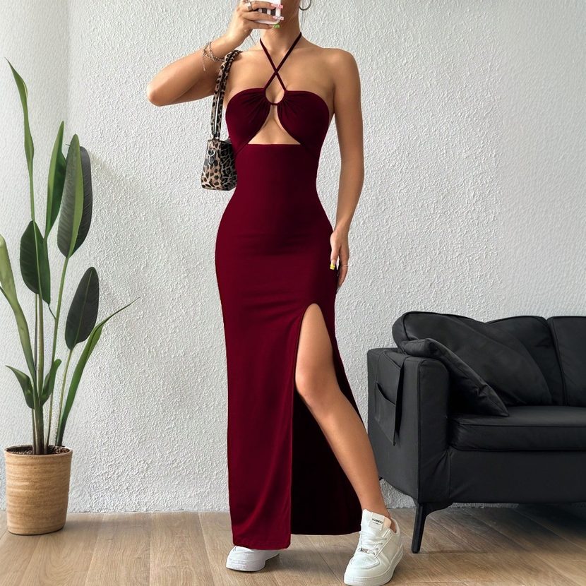 Sexy Halter Maxi Dress Slim Fit Elegant Design Spring Summer Style Wholesale Available private l