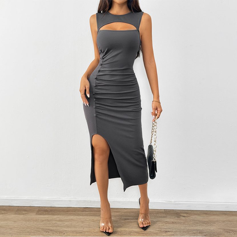 Sexy Bodycon Hollow Design Dress with Side Slit Trendy for Parties and Night Out Available for W
