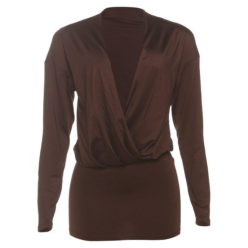 Sexy Bodycon Dress Deep V Neck Long Sleeve Versatile Style Autumn Fashion for Parties and Events