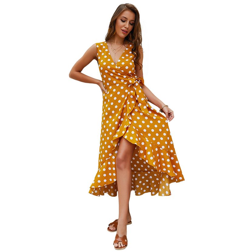 Sleeveless Polka Dot Dress Original Design Summer Style Casual Wear Wholesale Available private