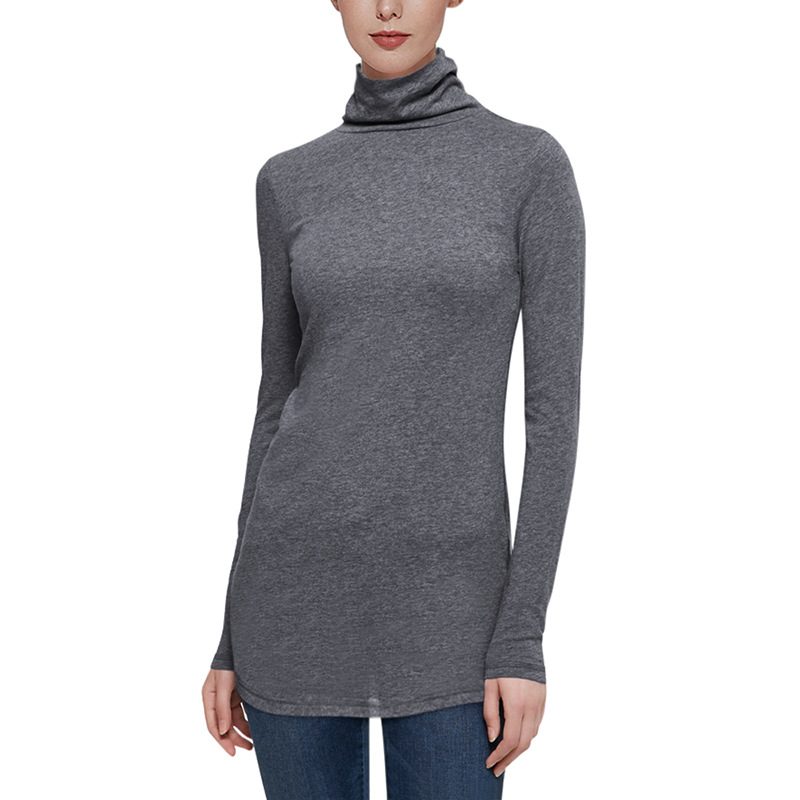 Womens Long Sleeve Turtleneck Bodycon T Shirt Stretch Cotton Comfortable Fit Chic Style Autumn W