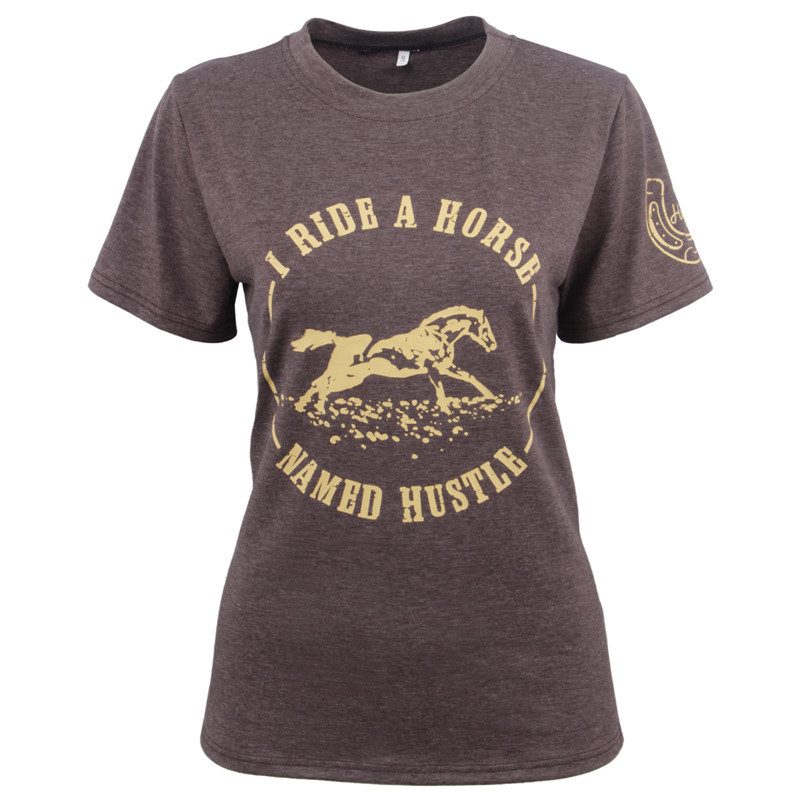 Womens Summer Short Sleeve T Shirt Horse Print Design Casual Top for Everyday Wear Wholesale Ava