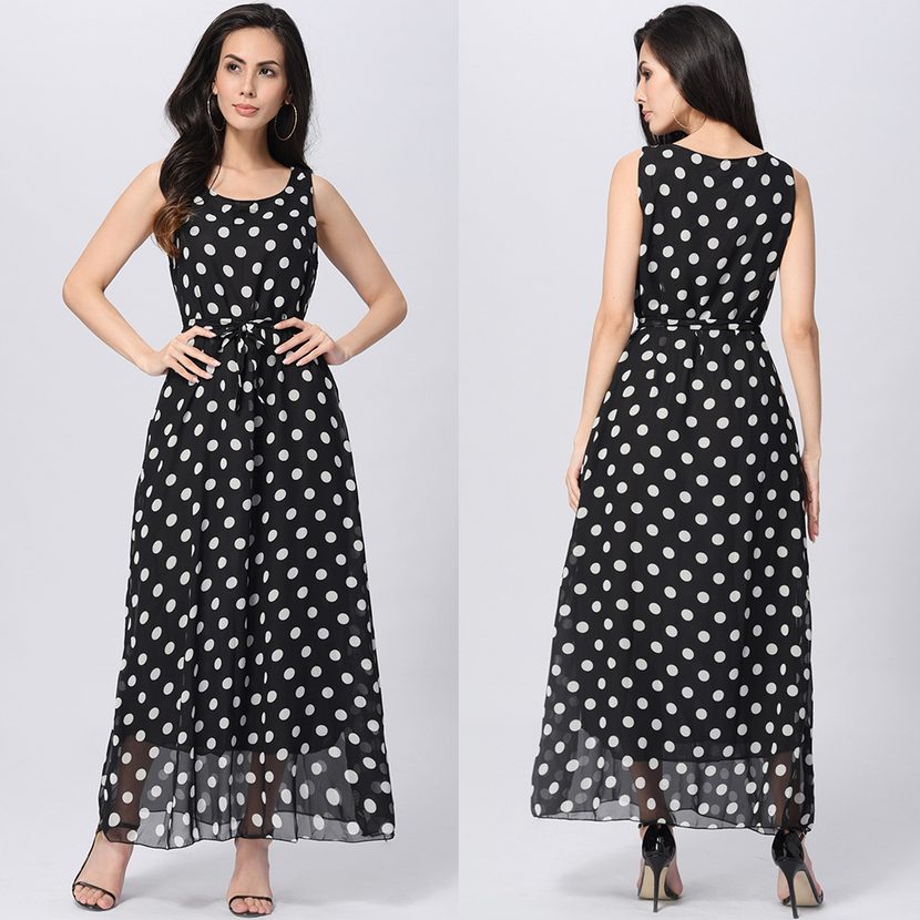 Womens Summer Dress Polka Dot Pattern Casual Long Style Available in Multiple Sizes Wholesale Ready