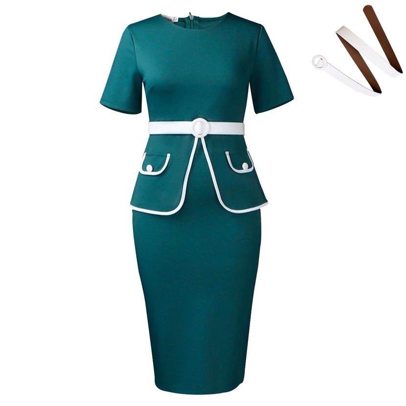 Elegant Plus Size Bodycon Dress Short Sleeve Stretch Fabric Fashionable Design Office Wear or Ca