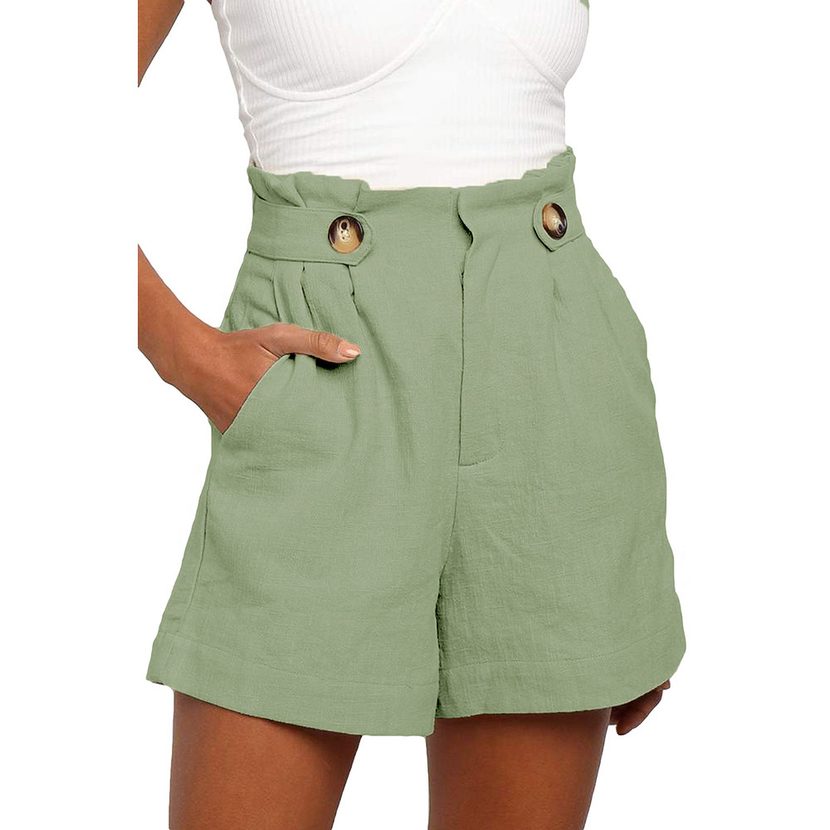 Womens High Waisted Pleated Casual Shorts Loose Fit Solid Color Summer Style Wholesale Available