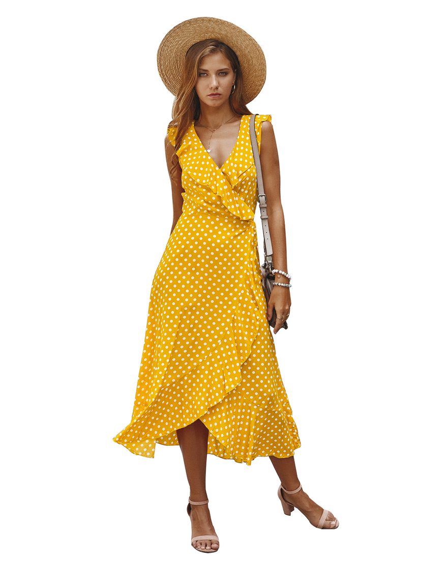 Polka Dot Sexy Sleeveless Dress Summer Fashion Comfortable Fit Casual Style Wholesale Available