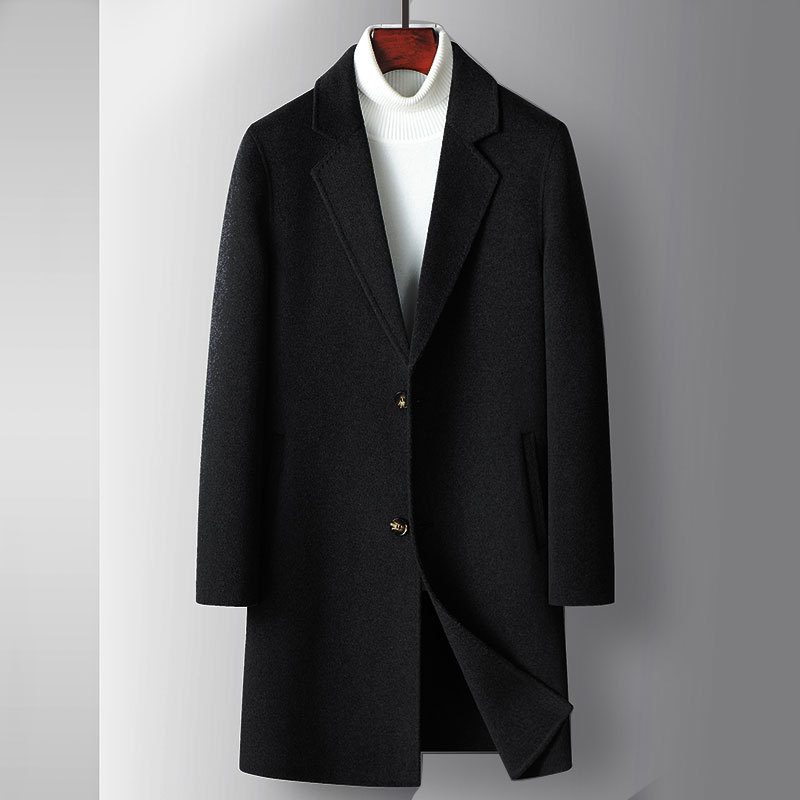 Mens Double Sided Wool Overcoat Mid Length Lightweight Business Casual Autumn Winter Collection