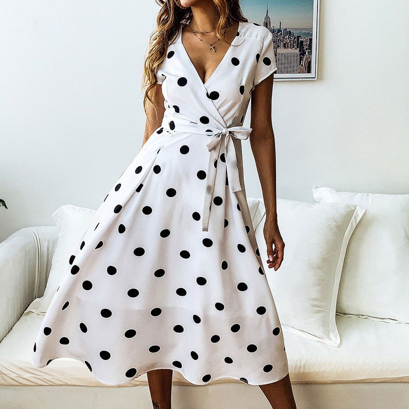 Floral Print Womens Casual Dress Summer Style Short Sleeve Lightweight Fabric