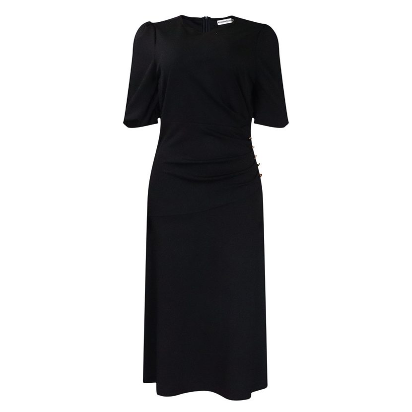 Plus Size African Dress Solid Color Round Neck Puff Sleeves Slim Fit Casual Wear for Summer OEM