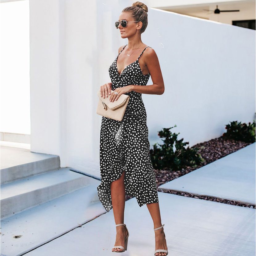 Summer Womens Polka Dot Dress Sleeveless Design Casual or Party Wear Available in Multiple Sizes Wholesale Pricing