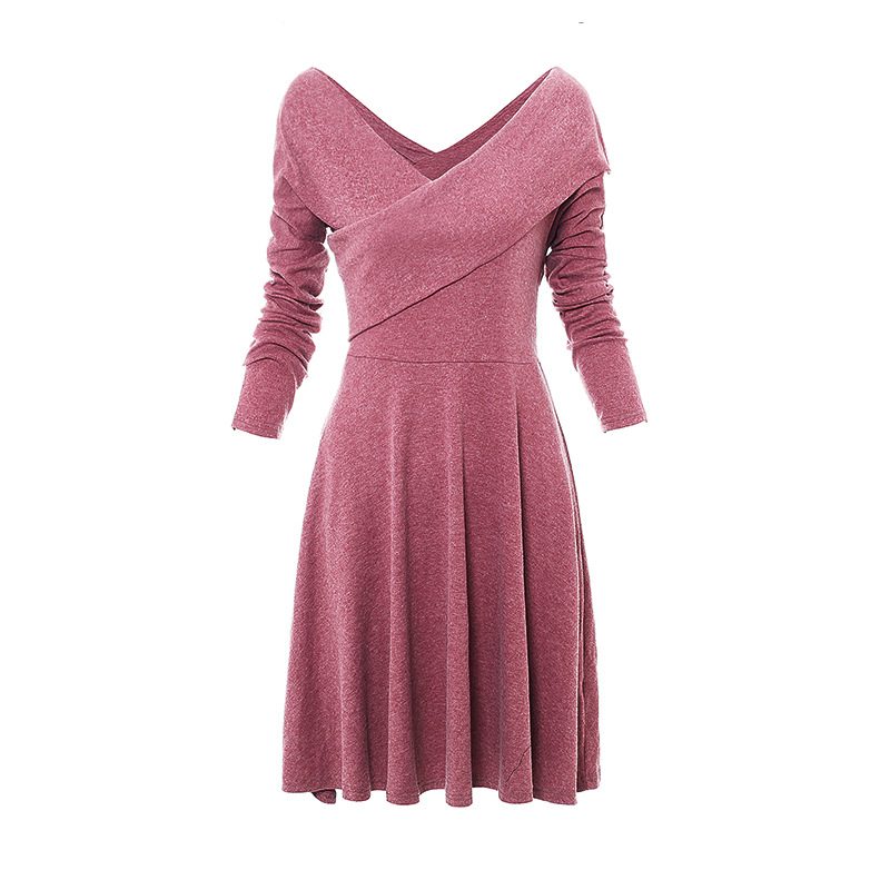Long Sleeve V Neck Dress for Women Casual Fit Comfortable Fabric Autumn Winter Collection
