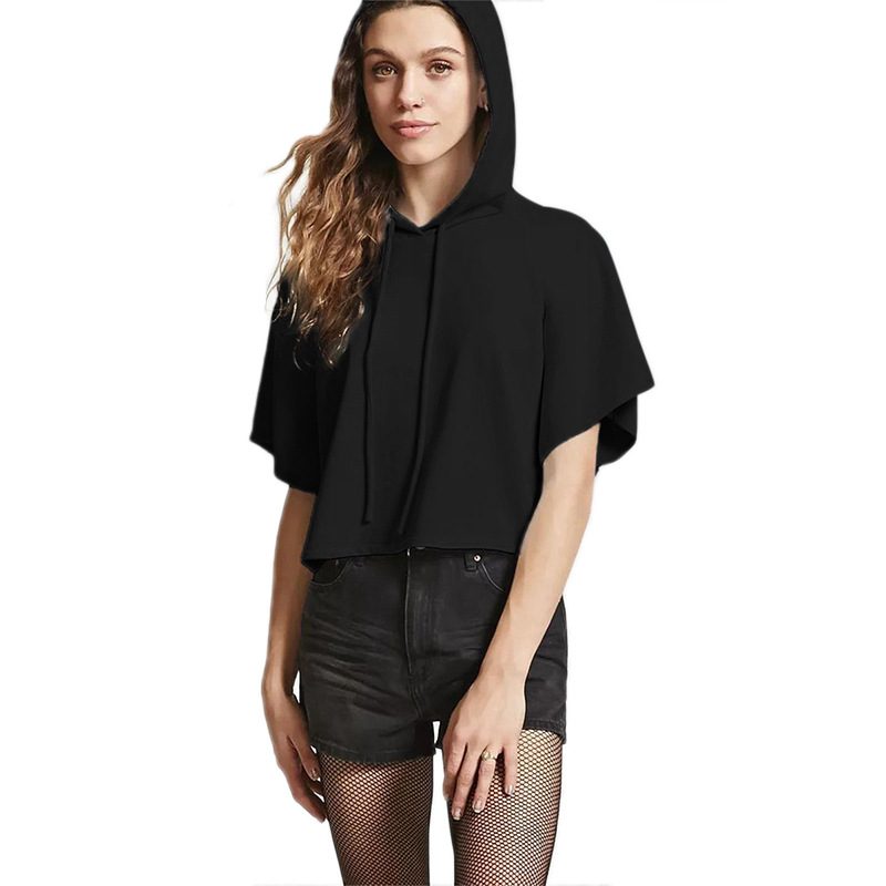 Womens Short Sleeve Hooded T Shirt Casual Fit Lightweight Fabric Spring and Summer Wear