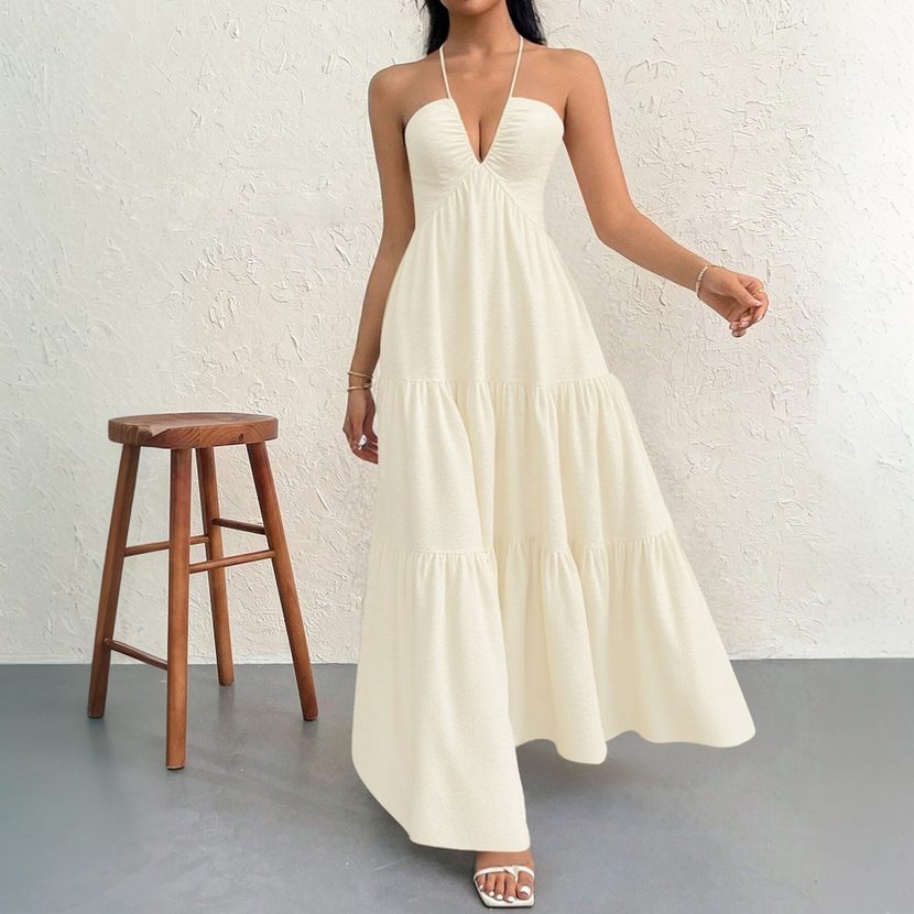 Elegant Summer Maxi Dress Sexy Spaghetti Straps Beachwear Lightweight Fabric Perfect for Vacatio