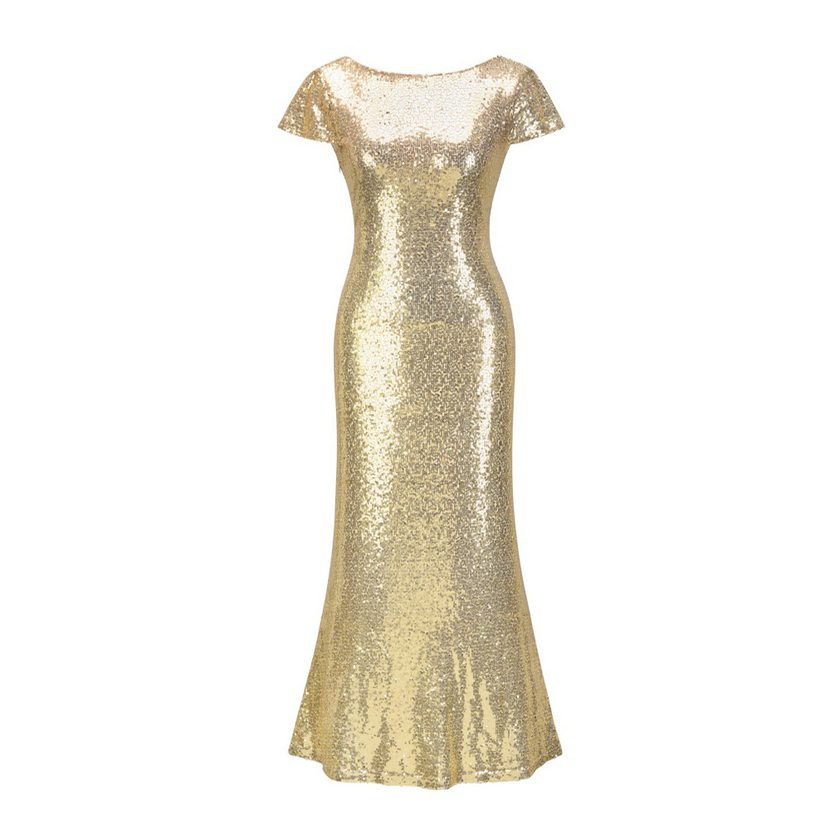 Elegant Sequin Evening Dress for Women Sleeveless V Neck Solid Color Perfect for Parties and Special Occasions Wholesale