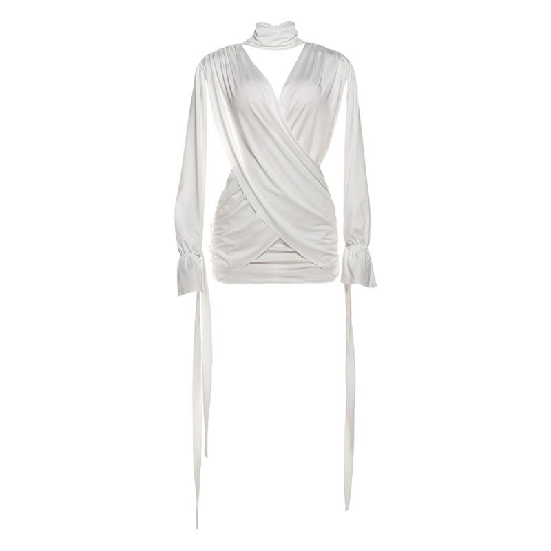 Long Sleeve Bodycon Dress Hollow Out Design Deep V Neck Waist Cutout Autumn Winter Fashion OEM A