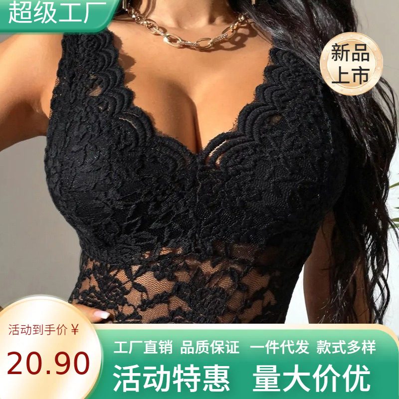 Black Lace Top for Women Sexy Design Summer and Autumn Wear Available in S to XL Wholesale Supply low MOQ