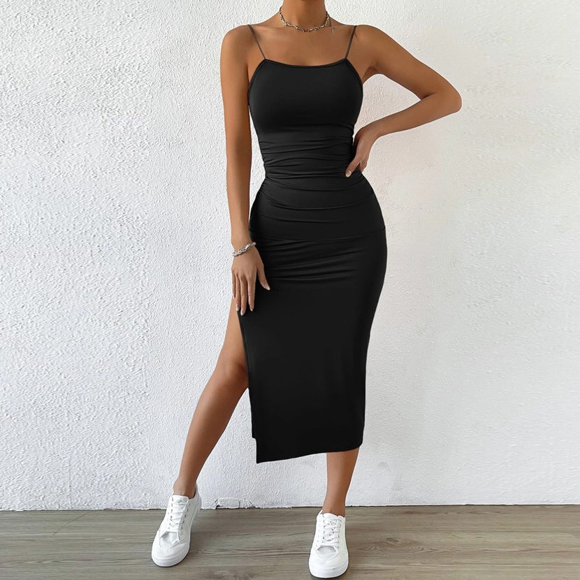 Womens Spring Sexy Backless Slip Dress Elegant Bodycon Side Slit Adjustable Straps Perfect for P