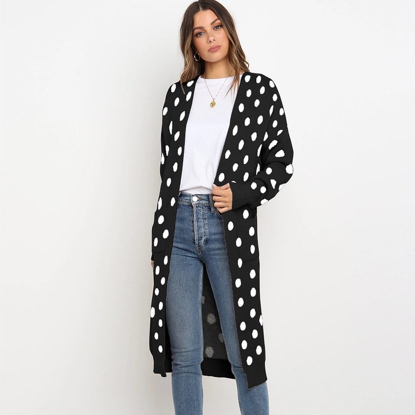 Knitted Cardigan Loose Fit Long Sleeve Soft Fabric Autumn Winter Womens Fashion Outerwear Wholes