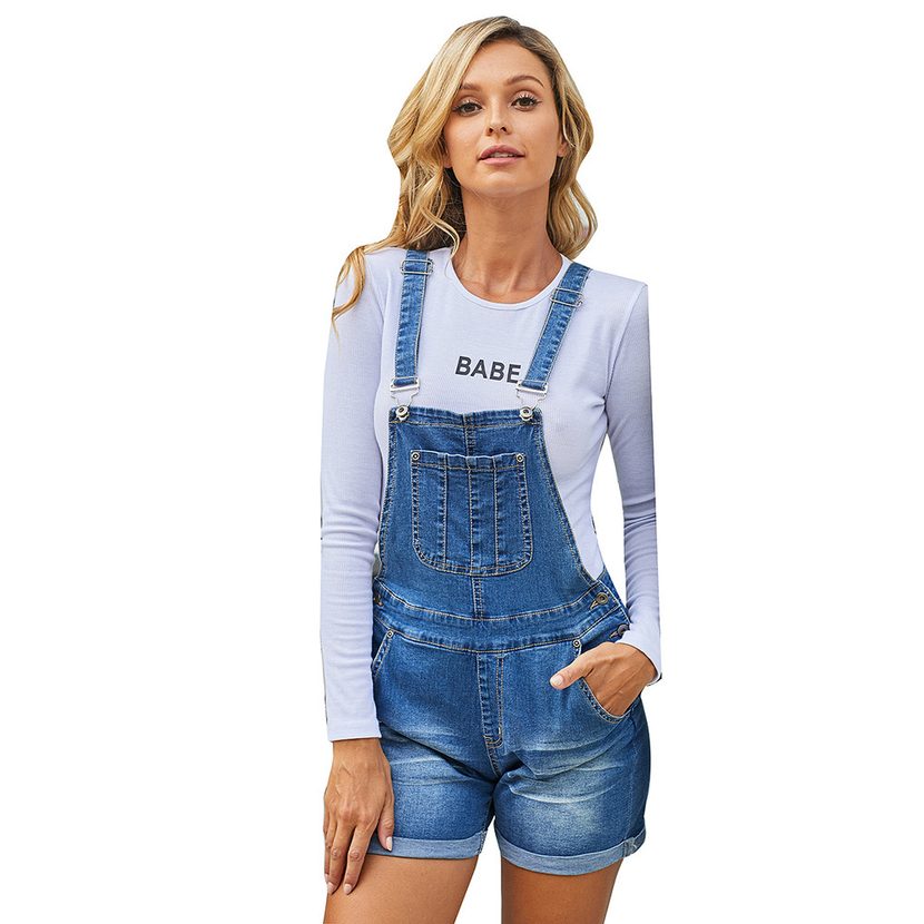 High Waisted Denim Overalls for Women Casual Blue Color Comfortable Fit Stylish Design Perfect f