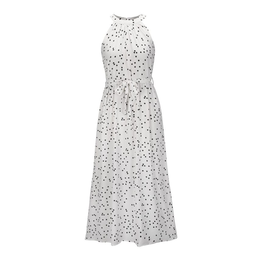 Polka Dot Midi Dress for Women Casual Fit Short Sleeve Tie Waist Summer Fashion