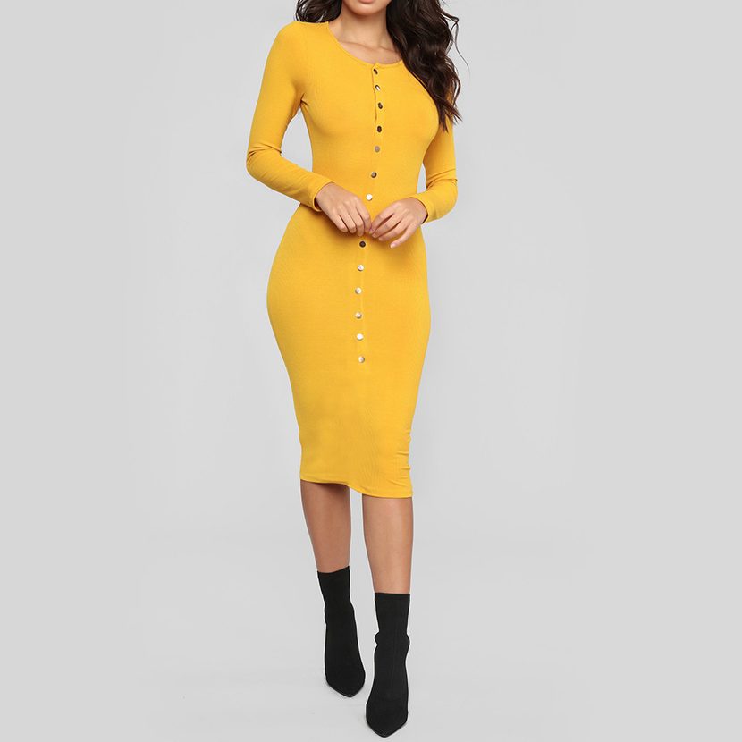 Bodycon Dress for Women Long Sleeve Slim Fit Elegant Casual Wear low MOQ custom packaging