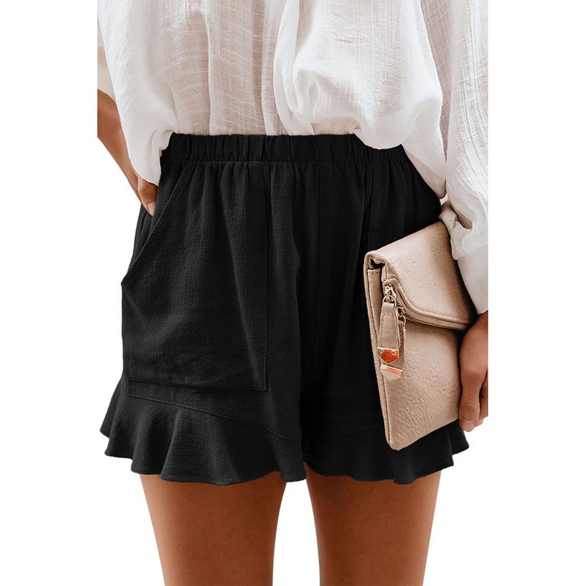 Womens Casual Shorts Solid Color Relaxed Fit Pleated Design Summer Wear OEM ODM service