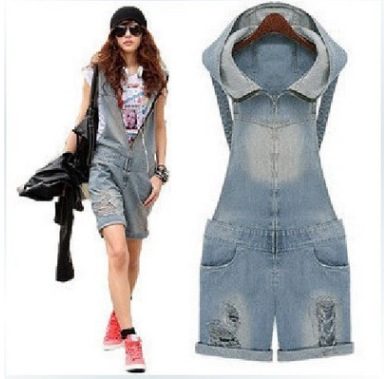Womens Distressed Denim Overalls Casual Summer Style Available in Multiple Sizes Wholesale Ready to Ship