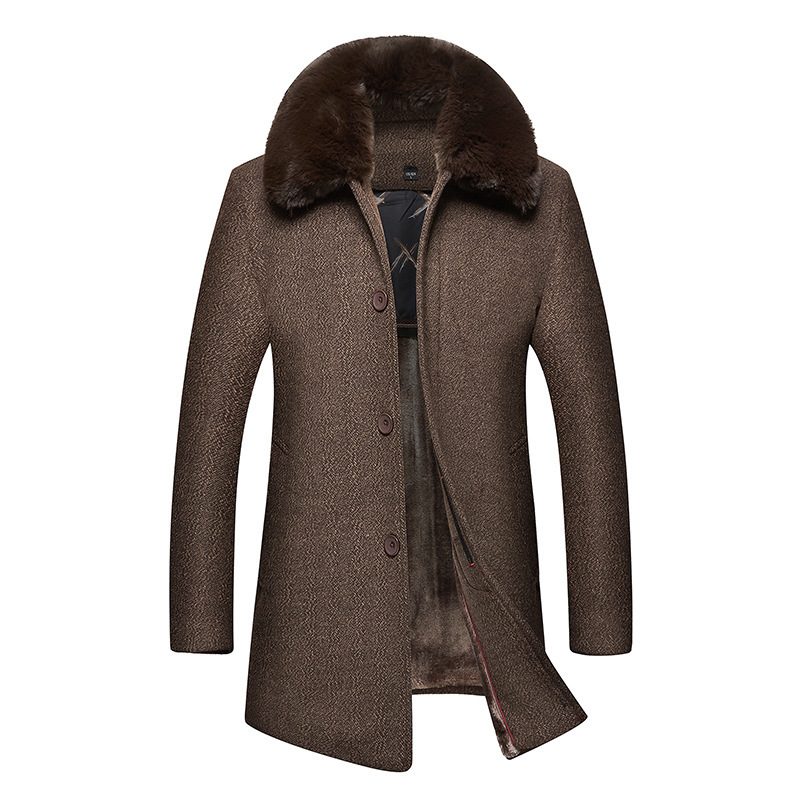 Mens Long Woolen Overcoat Warm Lined Fabric Winter Outerwear custom packaging