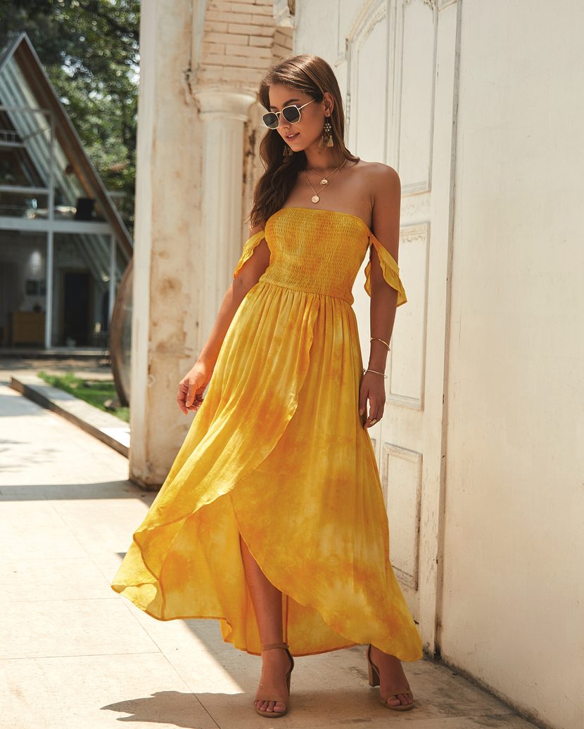 Womens Summer Dress Off Shoulder Floral Print Mid Length Casual Wear for Parties or Outings OEM