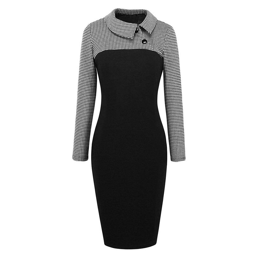 Floral Print Long Sleeve Dress Irregular Lapel Bodycon Fit Midi Length Perfect for Parties and C