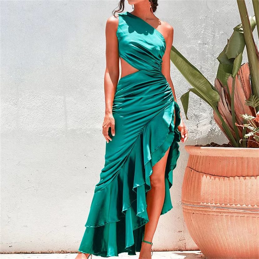 Sleeveless Asymmetrical Cutout Dress for Women Lightweight Fabric Summer Casual Wear