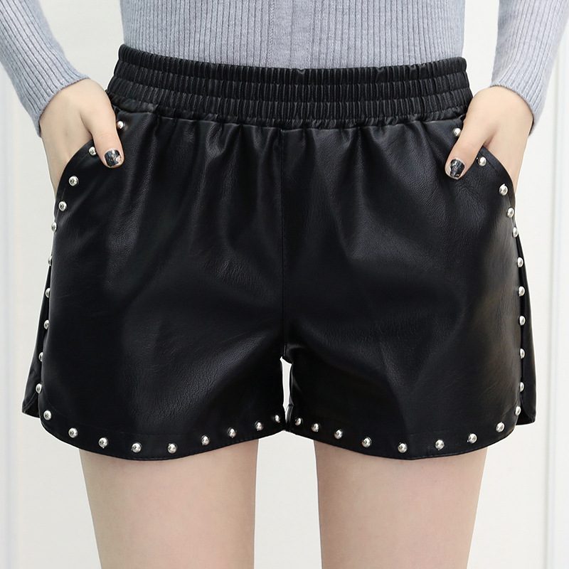 PU Leather High Waist Slim Fit Shorts for Women Stylish Casual Wear Perfect for Autumn Winter