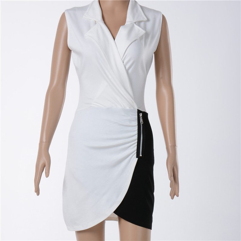 Sleeveless Bodycon Dress with Asymmetrical Hem and Collar Stylish and Sexy Perfect for Parties or Night Out Wholesale