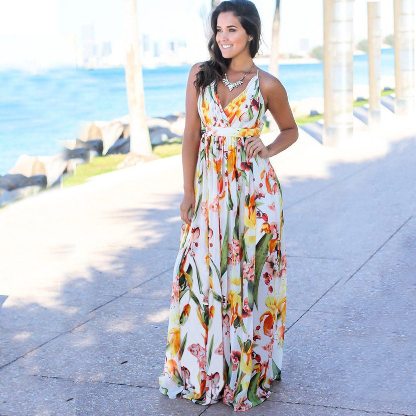 Summer Womens Beach Dress Sleeveless Backless Maxi Lightweight Fabric Casual Wear
