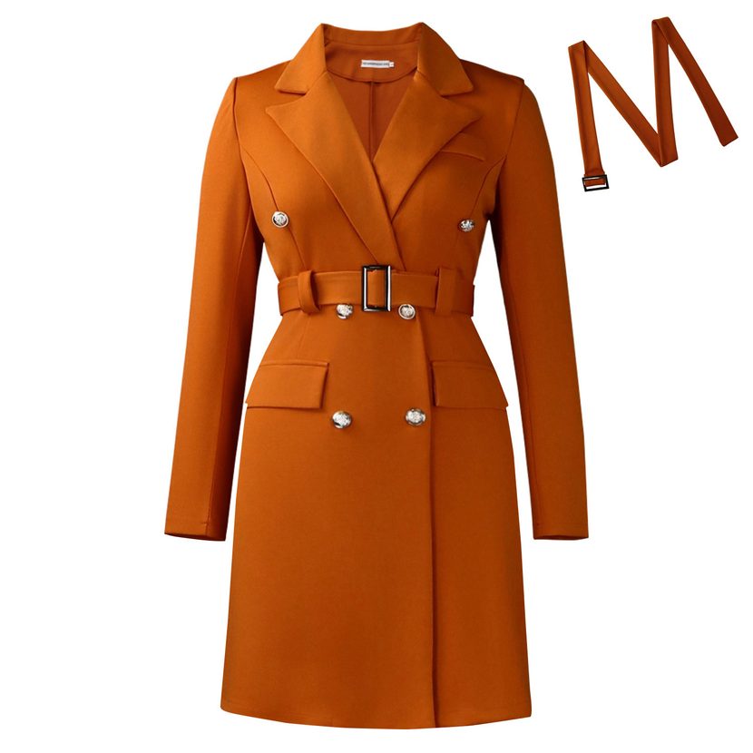Long Sleeve Bodycon Dress Double Breasted Solid Color Elegant Style Perfect for Autumn and Winte
