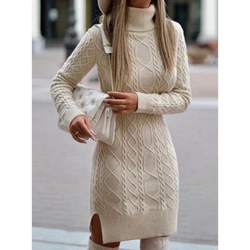 Knit Sweater Dress High Neck Bodycon Fit Elegant Style Autumn Winter Fashion for Women Ready to Ship