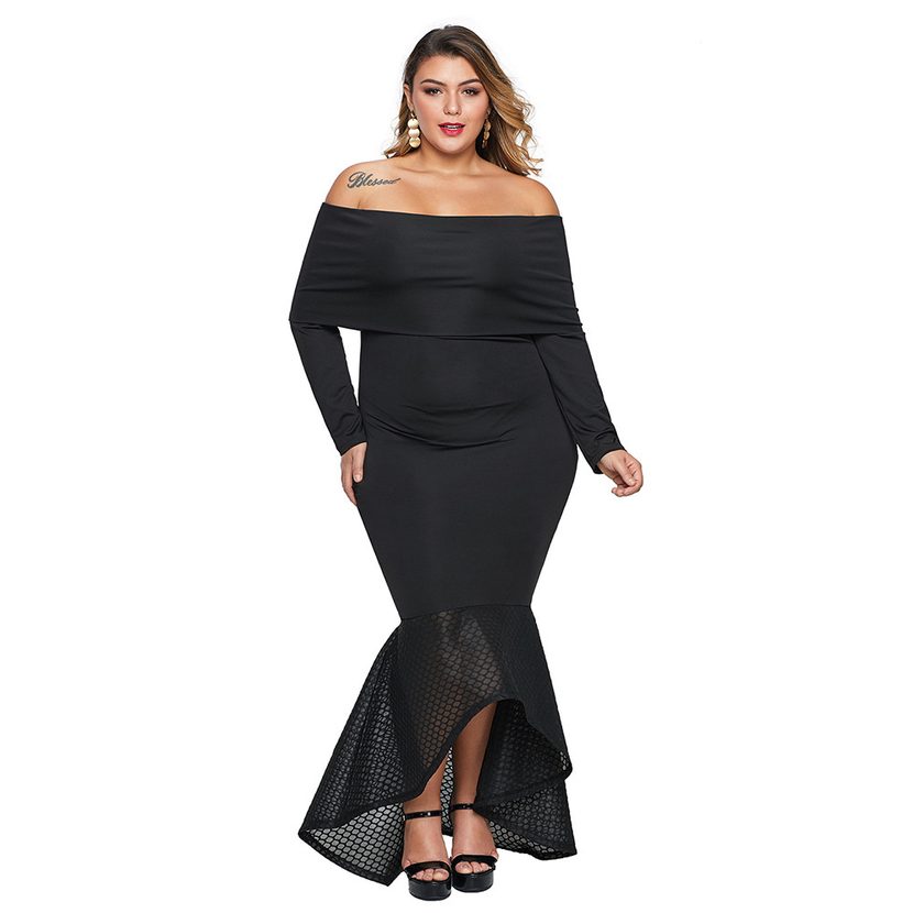 Off Shoulder Mermaid Dress for Women Slim Fit Long Sleeve Elegant Design Fall Season