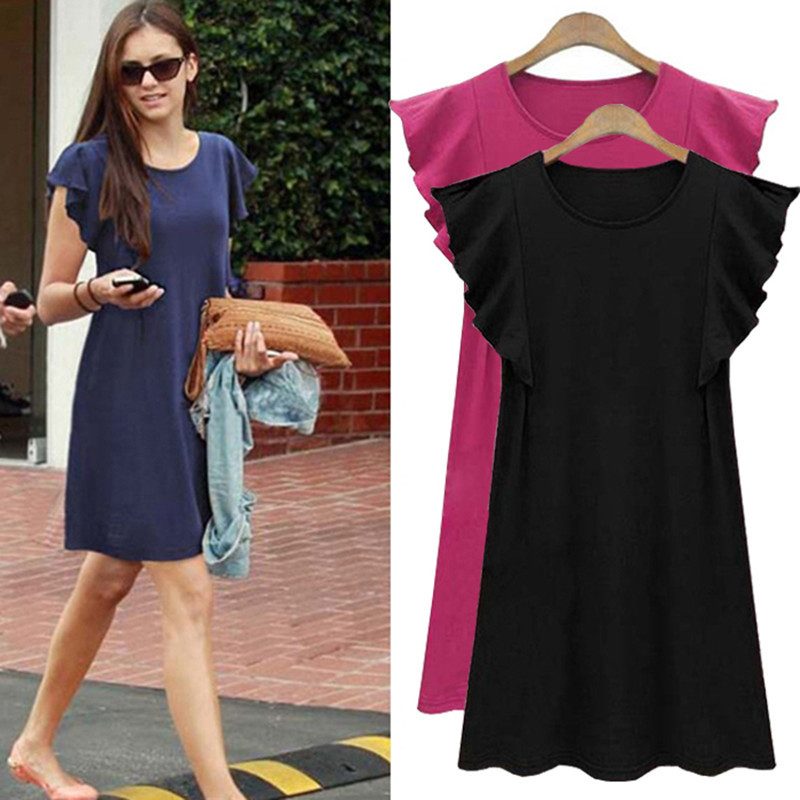 Plus Size A Line Dress Ruffle Sleeve Casual Flattering Fit Summer Wear for Curvy Women Wholesale